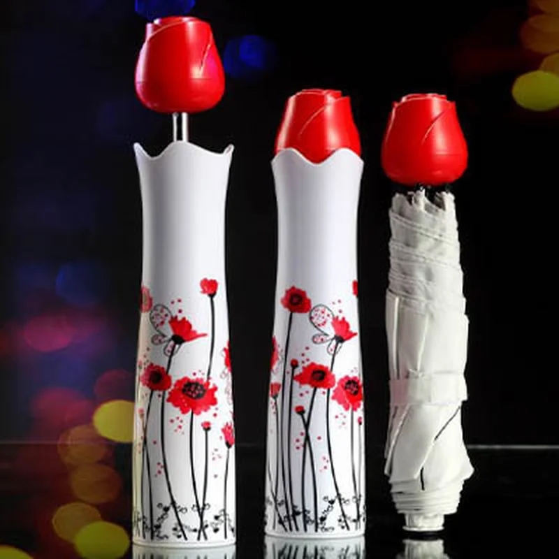 Розовый Зонт от дождя с цветами персональный портативный спиртовой бутылкой