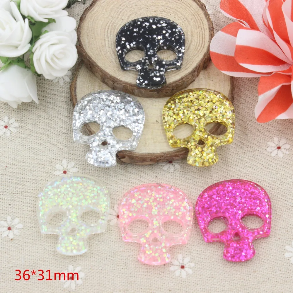 10 шт./лот с плоской задней поверхностью кавайная смола череп для детей домашняя