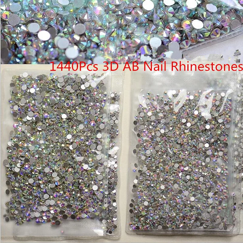 Новые 1440 шт 3D Orichalcum DIY ногти Стразы хрустальные остроконечные нижние без горячей