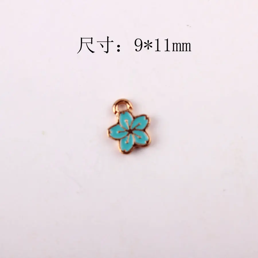 10 шт. 11*9 мм Модные DIY эмаль Сакура подвески в форме цветов для браслета ручной работы из металлического сплава Подвески в виде вишни Висячие ювелирные изделия