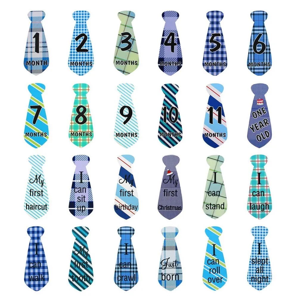 12 шт Детские ежемесячные наклейки на галстуки бабочки живот галстук