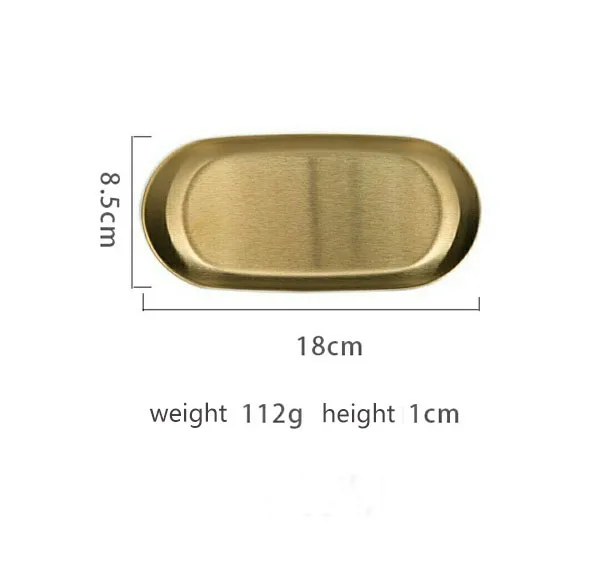 Small Size Gold Современные металлические лотки для хранения, золотой, серебряный лоток для эллипса, ювелирные изделия из нержавеющей стали, лоток для десерта, тарелка, декоративные изделия - Цвет: Small Size Gold