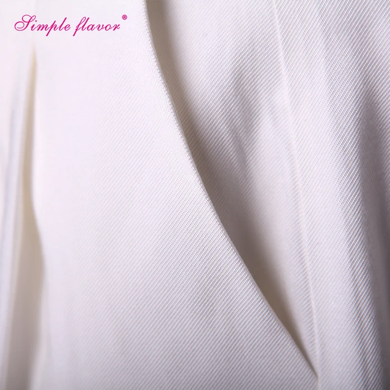 Простой Вкус 2017 Женщин Широкую Ногу Брюки Плиссированные Передняя Твердые Белый