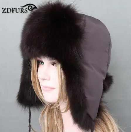 FXFURS лучший рождественский подарок! Новое поступление, зимняя модная женская шапка из натурального Лисьего меха, русская теплая меховая шапка Leifeng, 13 цветов - Цвет: coffee