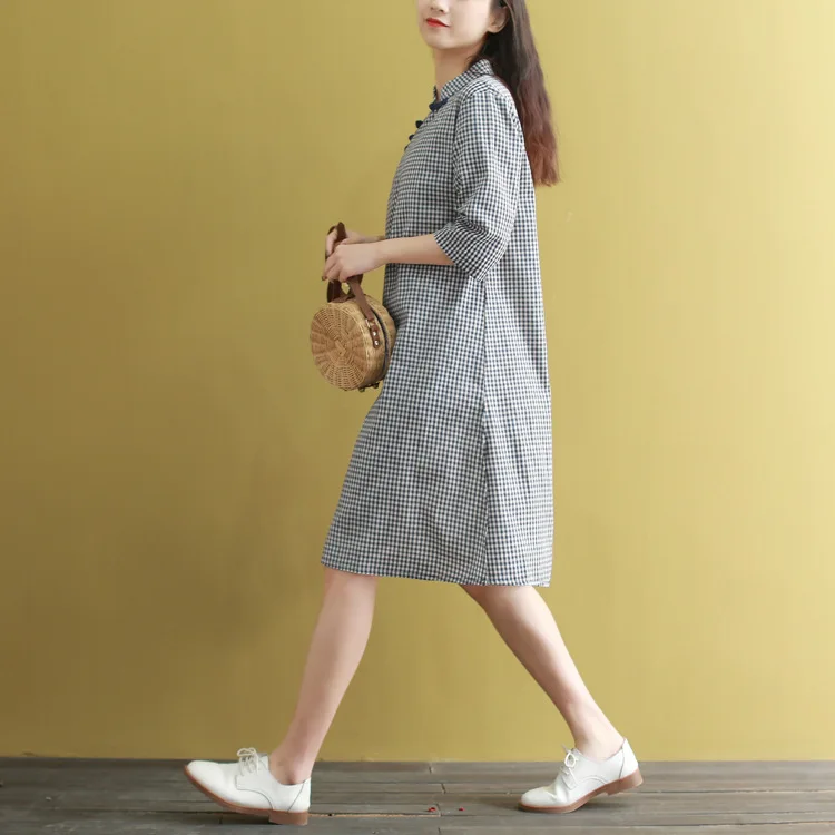 Летние платья Чонсам с коротким рукавом в стиле ретро со стоячим воротником на