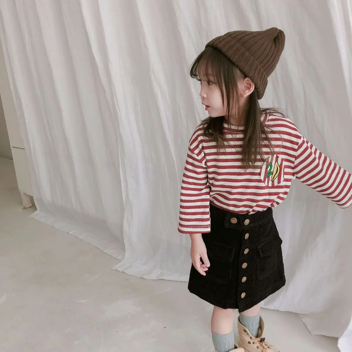 Новинка осени 2018 детская одежда с вышитым буквенным принтом Детские Полосатые