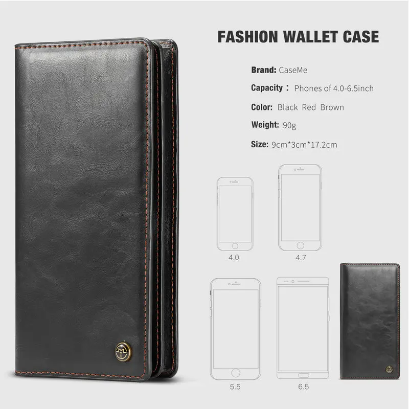 caseme universal phone bag for samsung galaxy a3 a5 a7 2017 2018 multi function wallet leather phone case for galaxy note 9 8 s9 free global shipping