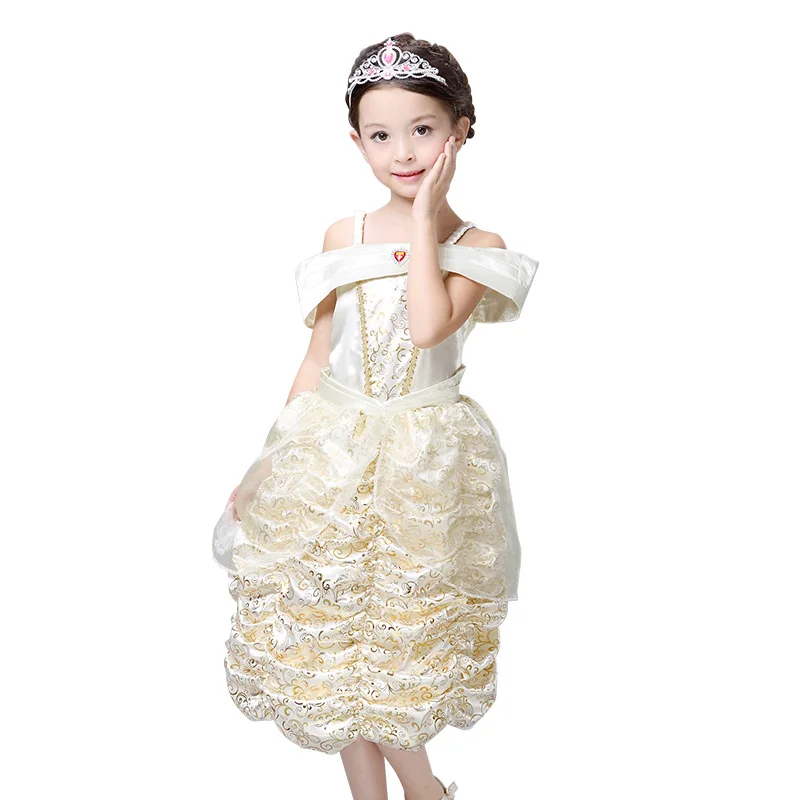 MOONIGHT Girl Princess Dress Children Belle Costume Deluxe Cosplay Party Dresses Gown Kids Up | Тематическая одежда и