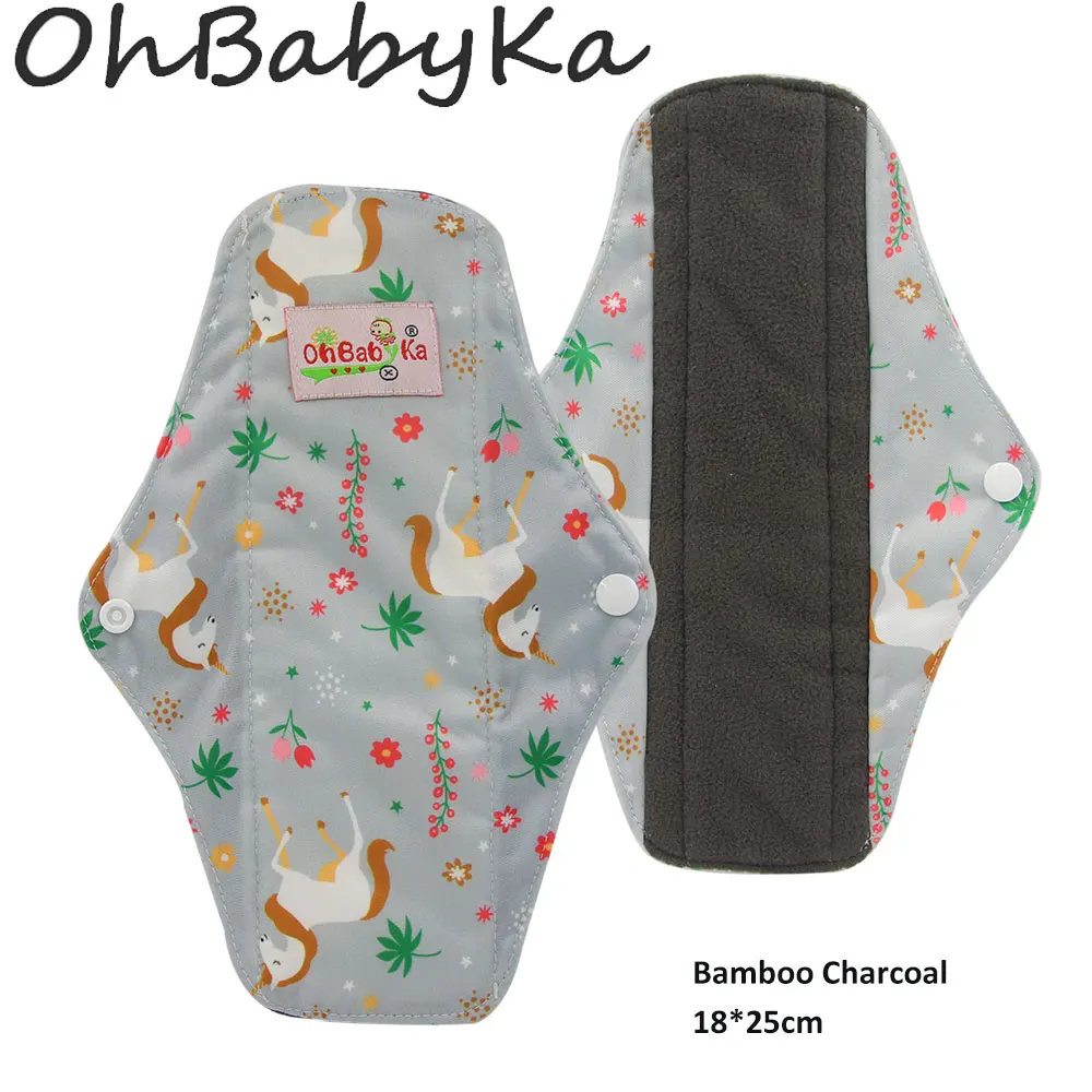 Ohbabyka моющиеся женские гигиенические впитывающие прокладки, бамбуковые угольные прокладки, прокладки для трусов, гигиенические полотенца, размер М,, тканевые прокладки для мам