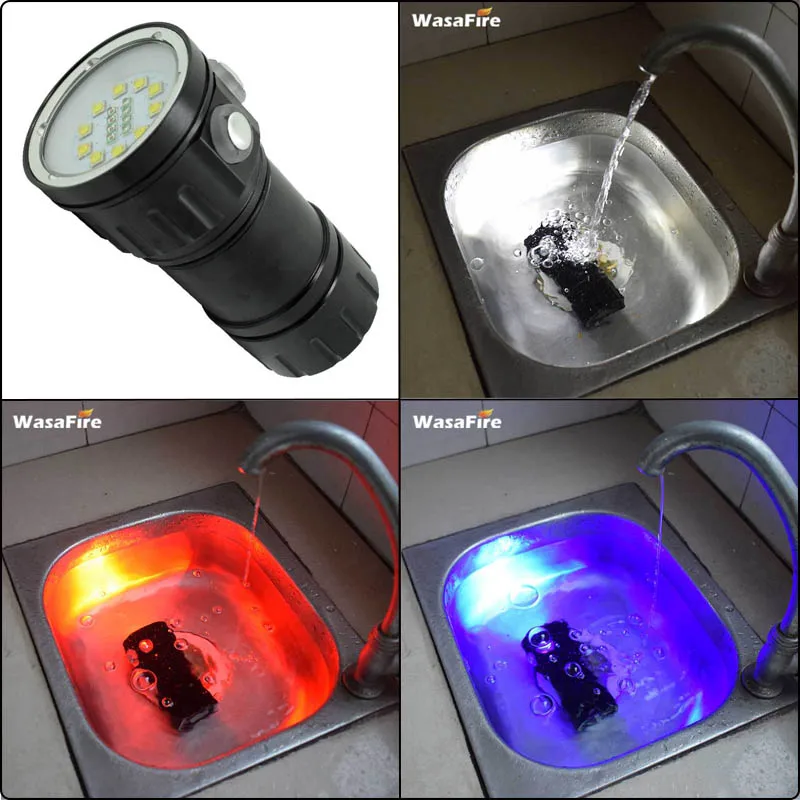 Профессиональный светильник для видеосъемки и дайвинга белый красный синий 18