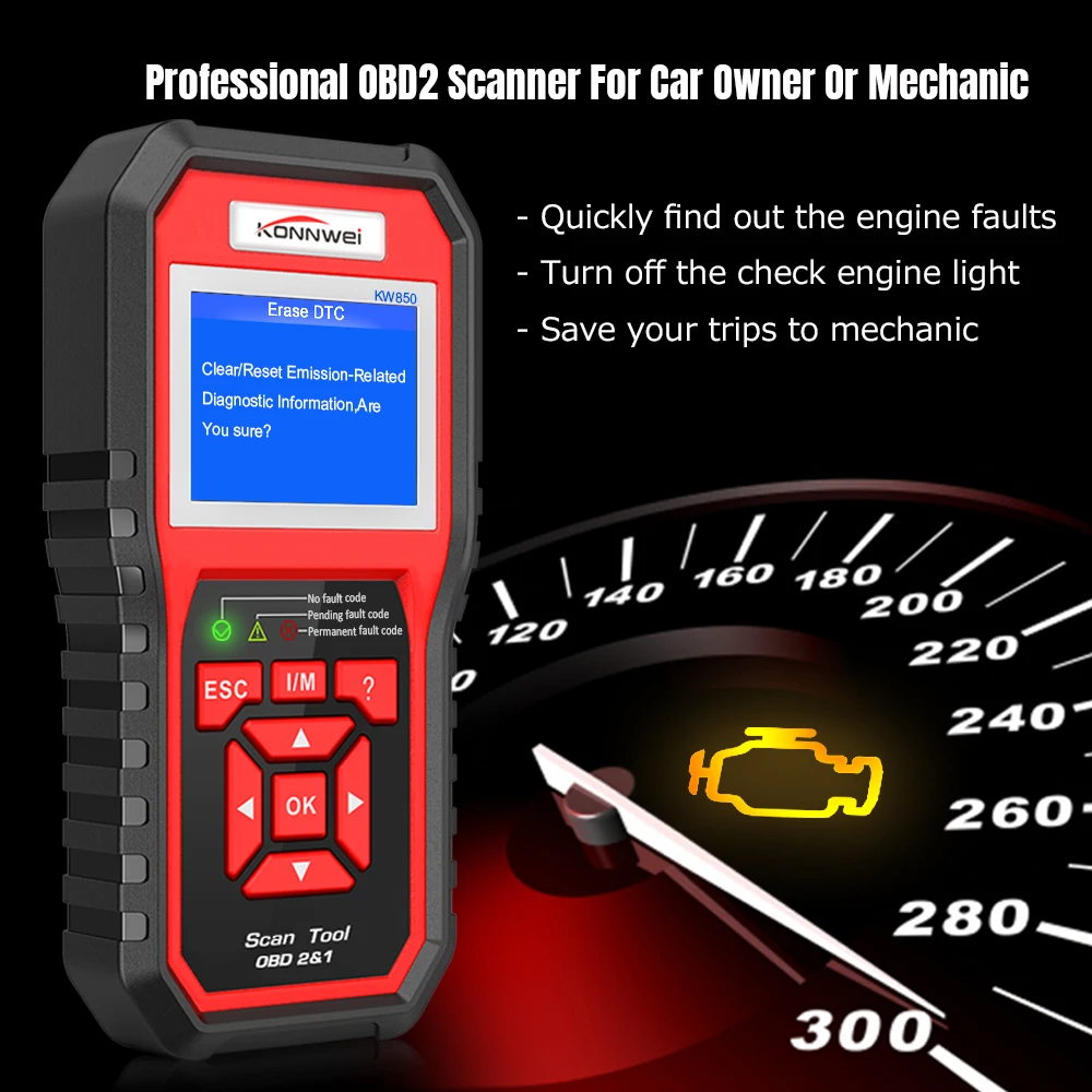 OBD2 ODB2 универсальный OBD2 считыватель кодов двигателя KONNWEI KW850 автомобильный считыватель кодов диагностический инструмент odb2 Автомобильный сканер лучше ELM 327