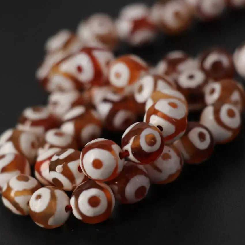 3 нити/набор опт 8 мм красные и белые три глаза тибетские дзи оникс круглые