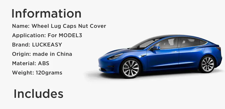 LUCKEASY для Tesla модель 3- Aero комплект колпачков для колес комплект центральной крышки и колпачок гайки колеса 20 шт