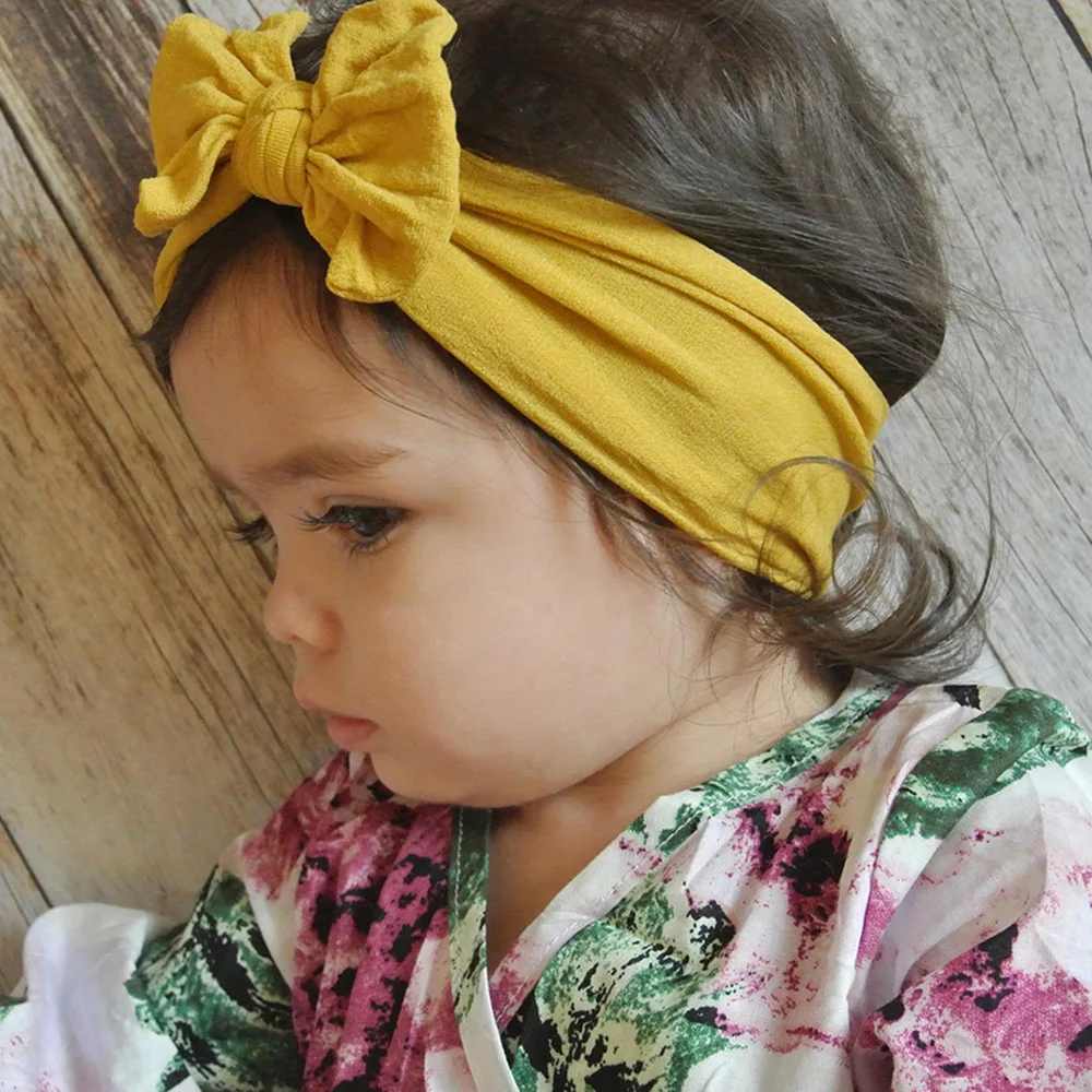Детские нейлоновые повязки на голову с узлом и бантом широкие эластичные мягкие