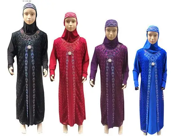 2 шт. мусульманские Макси платья для девочек одежда костюм детская мусульманская