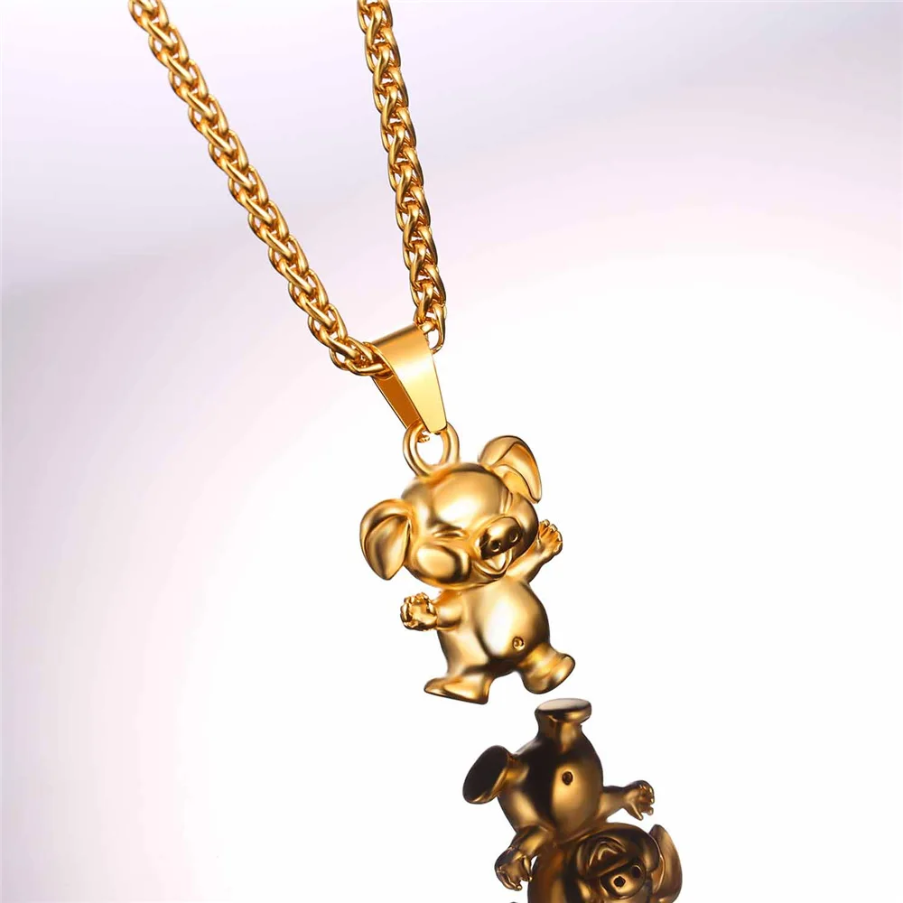 Ожерелье с подвеской в виде милой свиньи для женщин и мужчин ювелирные изделия
