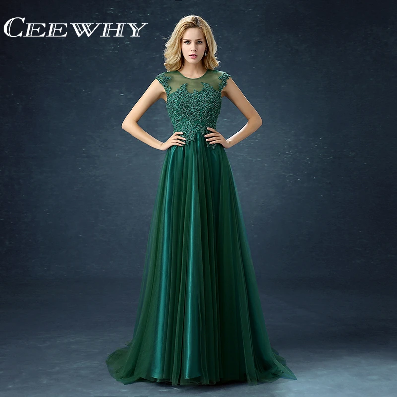 CEEWHY/зеленые вечерние платья длинное платье Vestido de Festa ТРАПЕЦИЕВИДНОЕ вечернее с