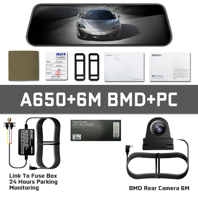 JADO A650 X3 поток зеркало заднего вида Dvr dash cam era avtoregistrator 10 ips сенсорный экран HD 1080P
