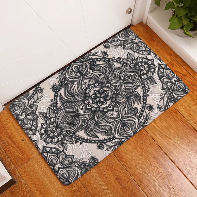 

Bohemian Floral Carpet Non-slip Floor Mat Area Rug Mandala Pattern Soft Polyester Door Mats for Home Bedroom Kitchen Toilet