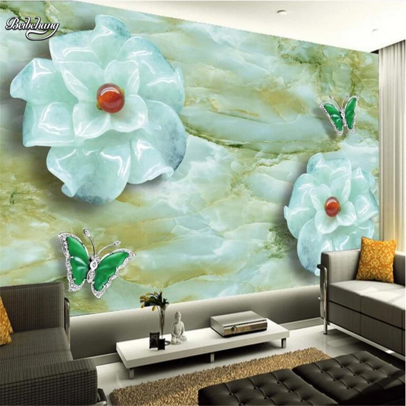

beibehang Jade carved butterfly jade carving background wall custom large fresco non woven wallpaper papel de parede
