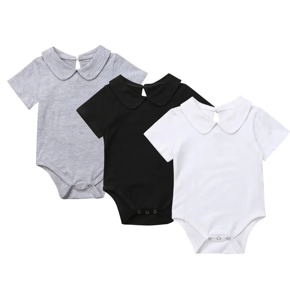 Однотонное боди с коротким рукавом для младенцев девочек и мальчиков комбинезон
