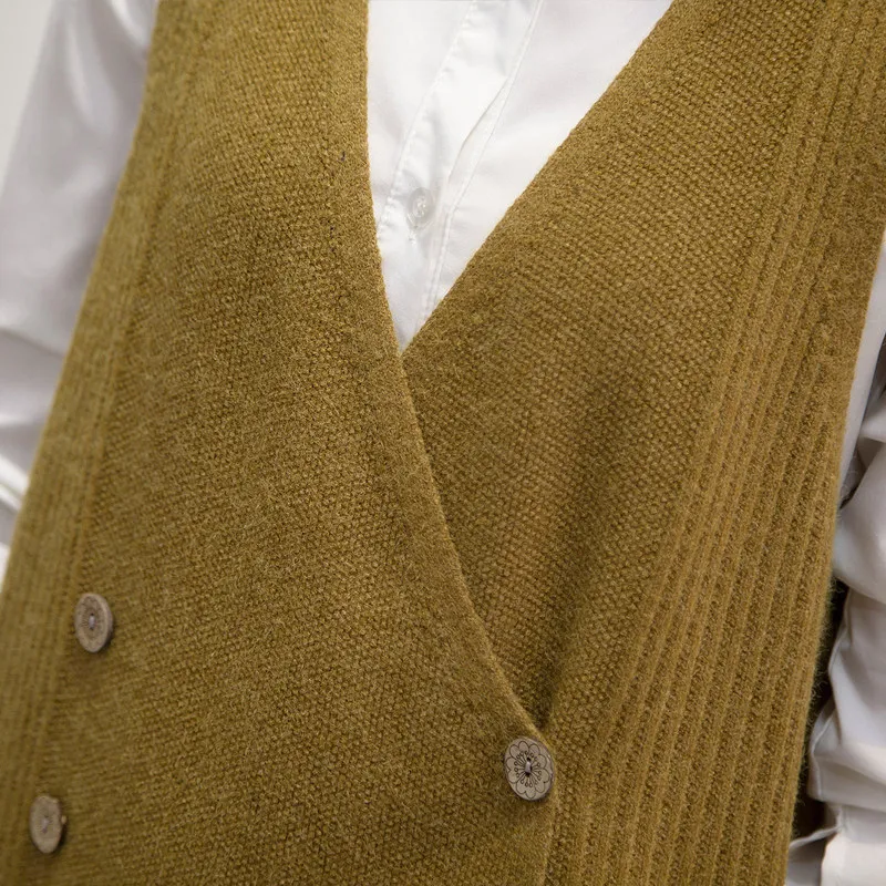 Повседневный двубортный женский вязаный жилет с v-образным вырезом весна 2019