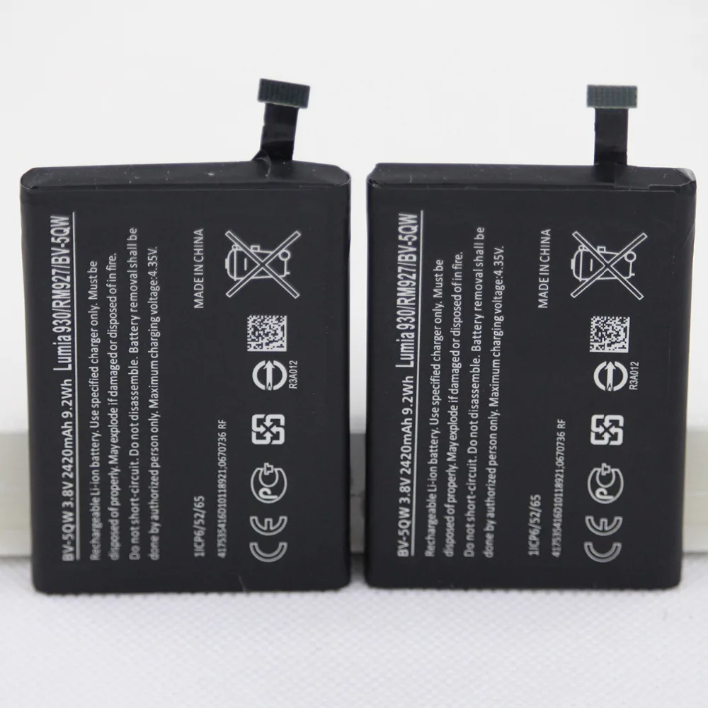 

10 шт./лот BV-5QW аккумулятор для мобильного телефона Nokia lumia 930 BV5QW 2420 мАч мобильный телефон внутренняя сменная батарея