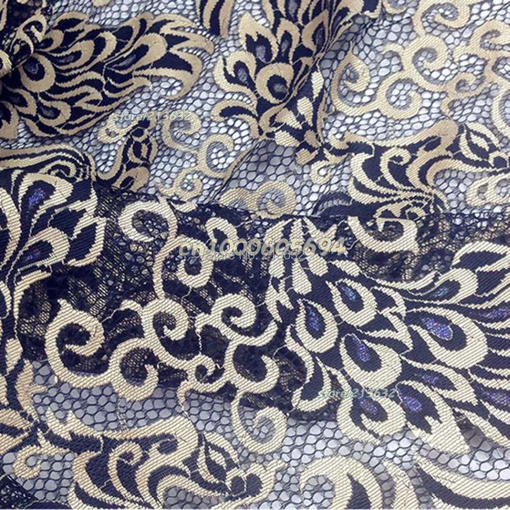 PQYY42 The peacock totem eyelet lace cloth heavy embroidery senior custom clothing fabrics african cord tecido feltro tela | Дом и сад