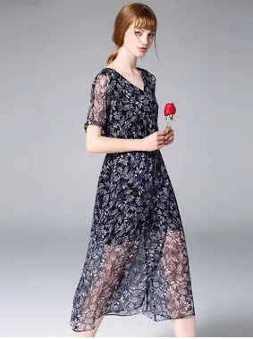 Весной 2017 новые женские разбиты красивые dress silk печать развивать нравственность
