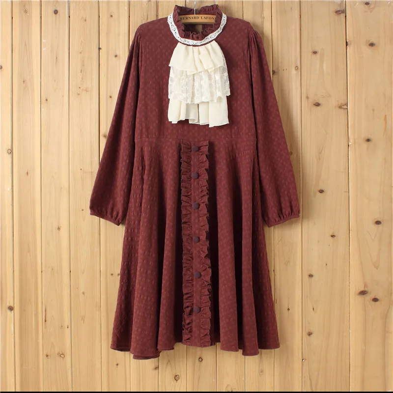 Японское милое хлопковое кружевное лоскутное жаккардовое платье в стиле лолита