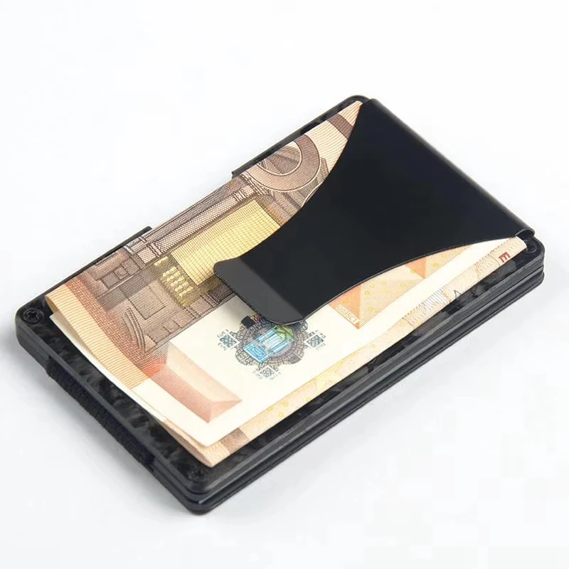 Минималистичный кошелек из углеродного волокна, RFID блокирующий держатель для карт, чехол для кредитных карт для мужчин, женщин, мужчин и женщин, кошелек для денег и карт, зажим