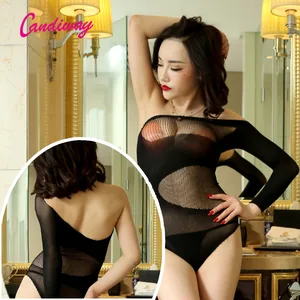 Сексуальное нижнее белье, черные эластичные чулки, ажурная сетка, длинные рукава, песочные часы, подтяжки на одно плечо, длинные рукава