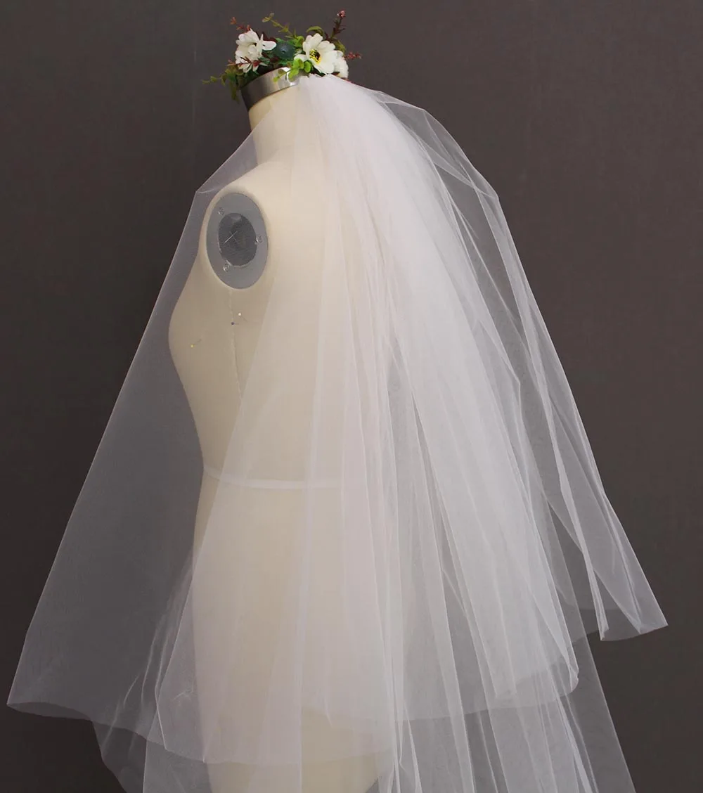 Кружевная вуаль двухслойная длинная с гребнем 4 метра 2T | Свадьбы и торжества