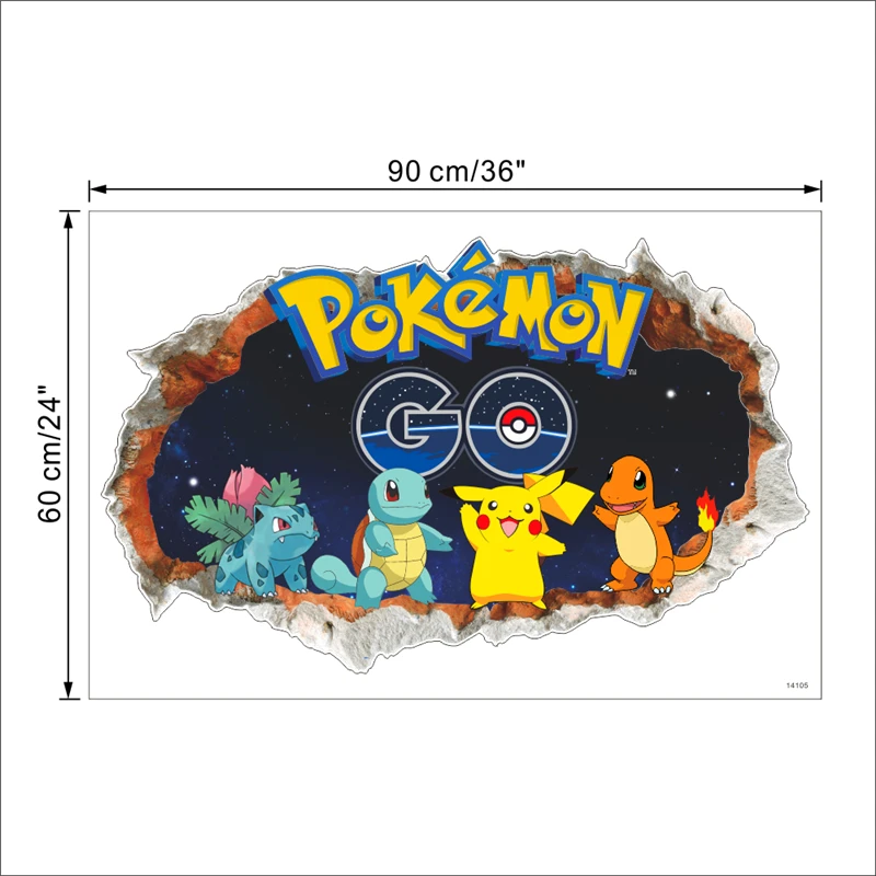 3d мультфильм Пикачу из Pokemon Go настенные наклейки детские комнаты настенный Декор ПВХ наклейки «сделай сам» легко удаляемые плакаты подарок для мальчика