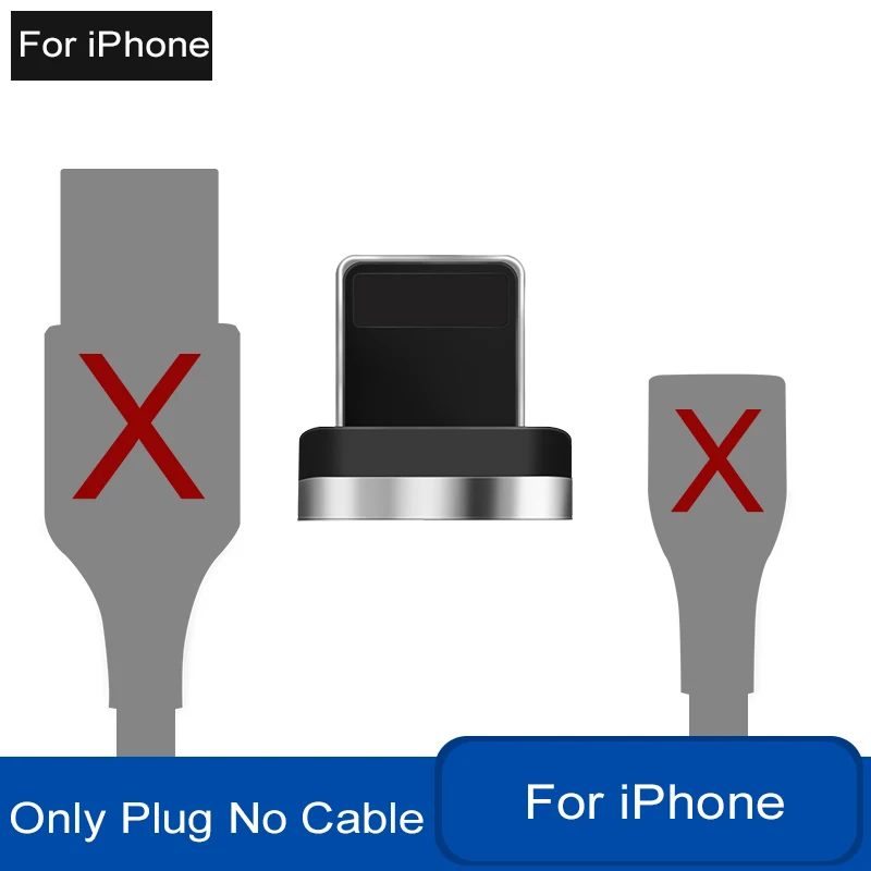 Магнитный usb-кабель 1 м 2 м, быстрая зарядка, USB type C, Micro Android, для samsung S10, зарядный кабель для iPhone 6, 6 S, 7, 8 Plus, XS MAX, XR - Цвет: only iOS Plug