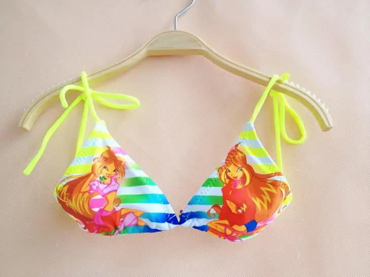 Женский купальный костюм для девочек детский в полоску из двух предметов с