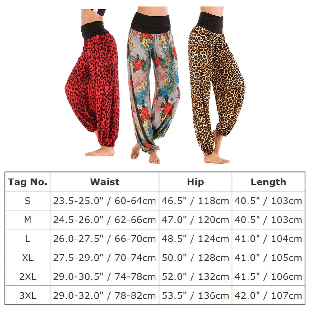 

2019 New Fashion Women Leggings Wide Leg Exercise Sport Pants Print Elastic Waistband Loose Casual Trousers Women Beach Wear