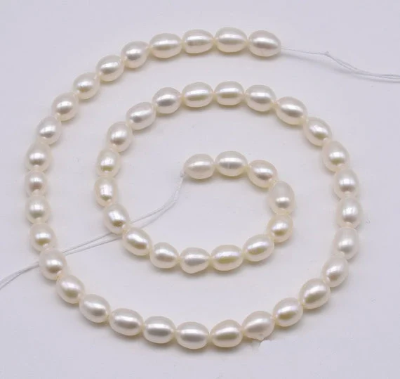 

15inches One Full Strand Loose Pearl Jewellery,6-7mm Rice Shaper,White Color Natural Freshwater Pearl Jewellery