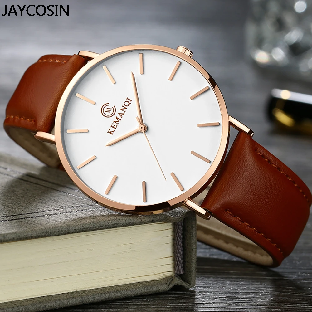 

NEW Brown Business Men's Watch Synthetic Leather Date Watch Luxury Relogio Gift For dropshipping male clock Relogio Masculino