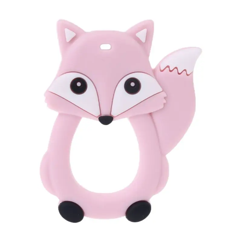 PK Baby Silicone Gutta-percha Animal Fox Shape Multi-color Molars Cartoon Hand-toothed Teether Soothing Infant Kids Toys - Color: PK