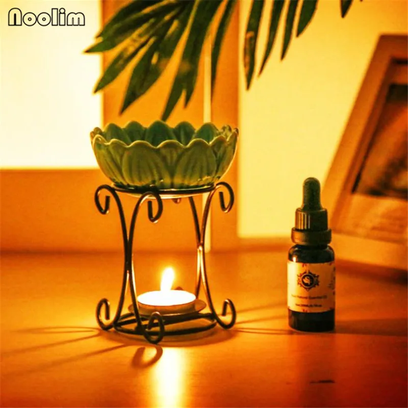 Ретро керамический лотос в железной раме лампа для аромата свечей масло печь