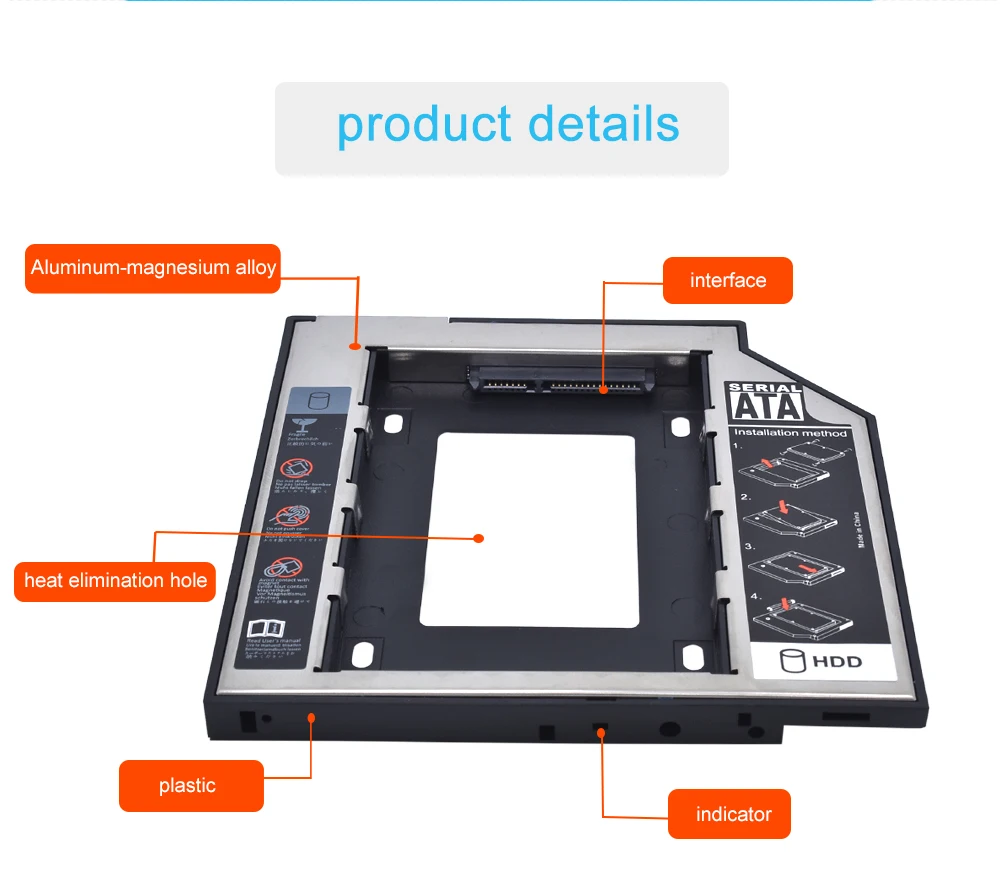 TISHRIC 2nd 2,5 HDD SSD HD корпус 9,5 мм SATA 3,0 Caddy жесткий диск коробка популярный универсальный адаптер для ODD DVD-ROM чехол Optibay