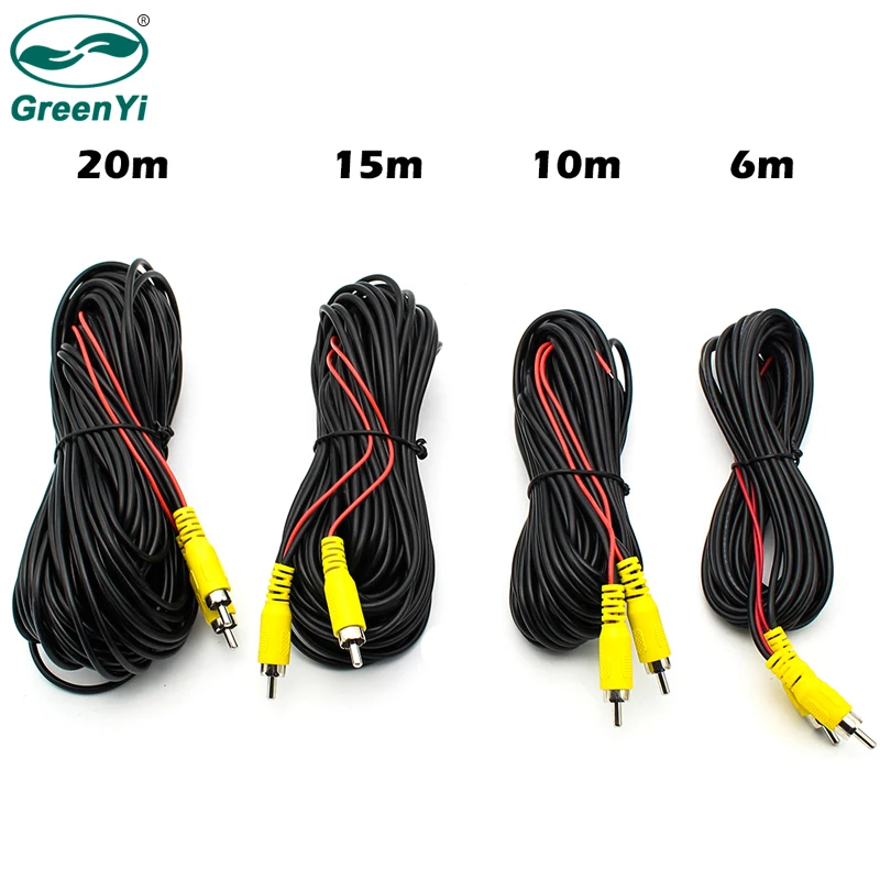 GreenYi AV RCA кабель 6 10 м 15 20 для заднего вида Камера с видео вспышка триггера провода
