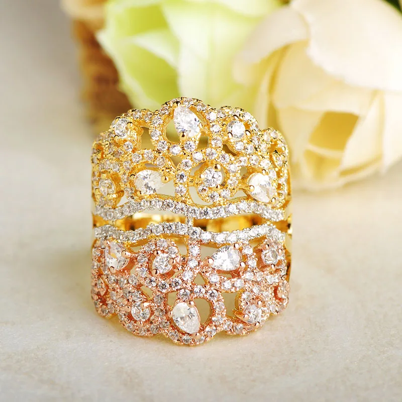 MECHOSEN роскошные наборы свадебных ювелирных изделий полый цветок браслеты кольцо