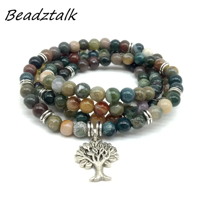 Модный цветной браслет Beadztalk с каменными бусинами индийское ожерелье из агата