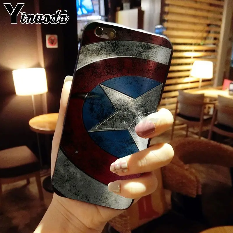 Силиконовый чехол для телефона Yinuoda supper hero marvel Captain America Shield iPhone 5 5Sx 6 7 7plus 8 8Plus X XS MAX