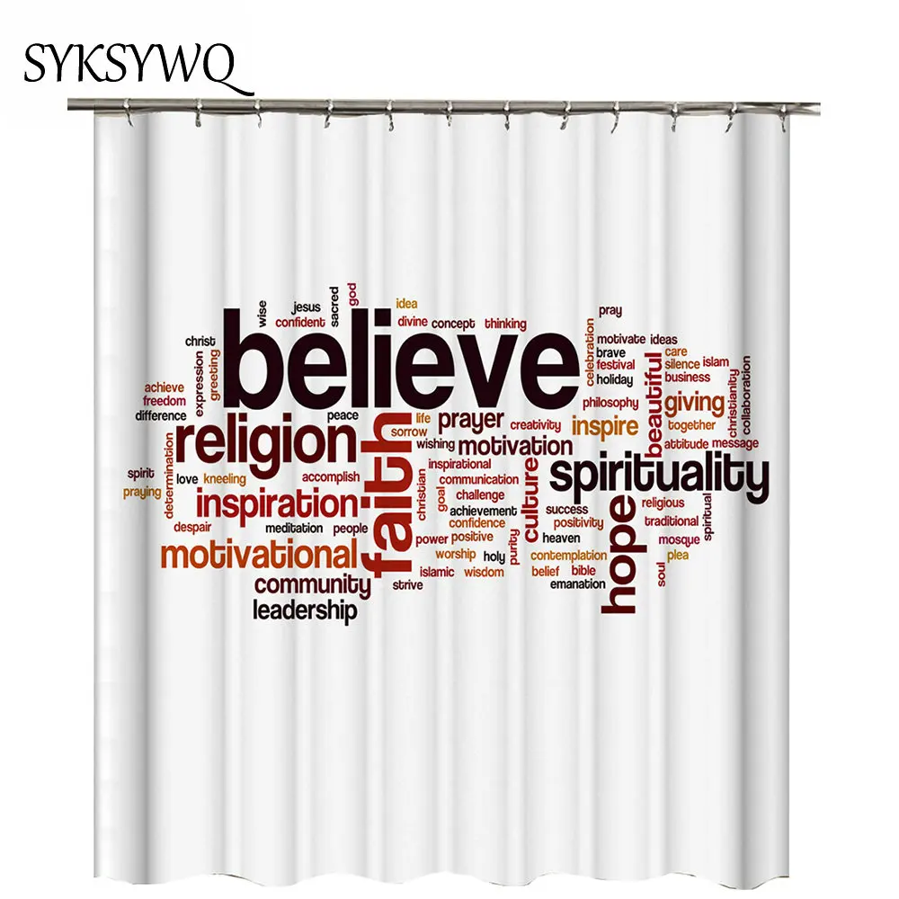 Белая занавеска для душа английские буквы Вдохновляющие Слова ванной карта