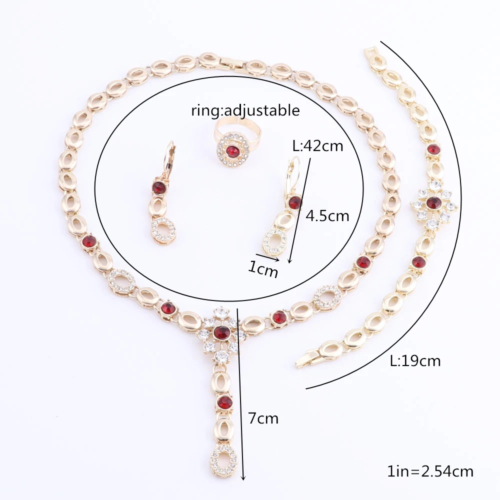 Женский комплект украшений золотистого цвета с кристаллами ожерелье серьги