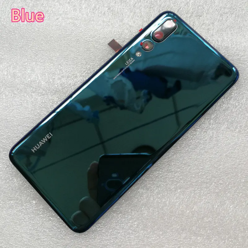 Blue Новая задняя крышка из закаленного стекла для huawei P20 Pro, запасные части, задняя крышка для батареи, корпус+ рамка для камеры+ крышка для вспышки - Цвет: Blue