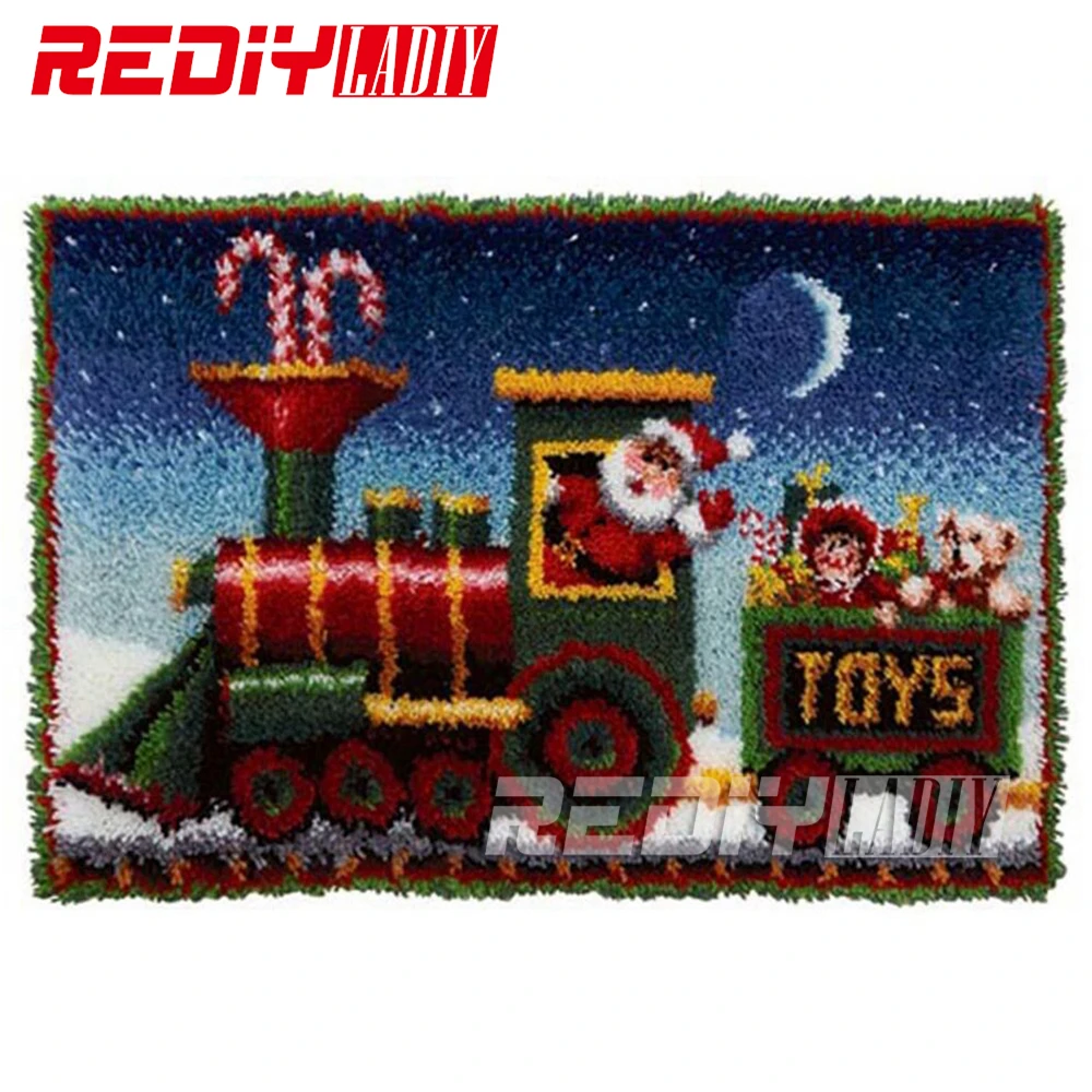 Самодельный ковер коврик с Санта Клаусом одеяло для поезда крючок защелкой